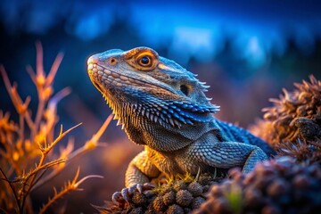 Obraz premium Bearded Dragon Portrait in Natural Habitat