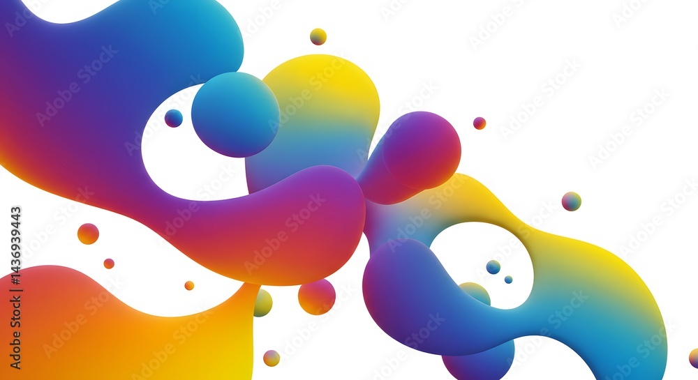 Poster abstract colorful liquid shapes with gradients floating on a clean white background design element