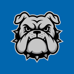 Fierce Bulldog Head Mascot with Spiked Collar Illustration
