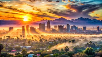 Phoenix Arizona Skyline Sunrise Double