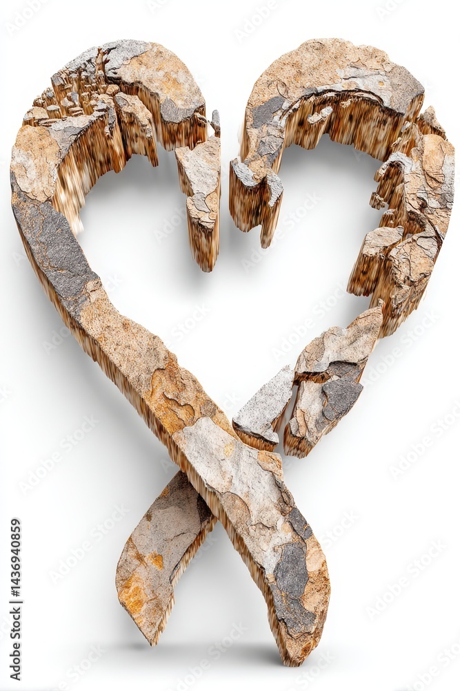 Poster rustic heart shape made from natural wood textures with unique grain patterns