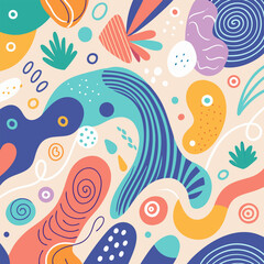 seamless pattern with swirling shapes, cheerful background