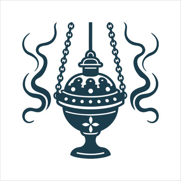  Censer Thurible Swinging incense burner with smoke lines Vector Censer Thurible with Smoke Lines