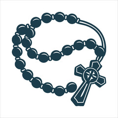 Rosary Beads Crucifix Vector Illustration