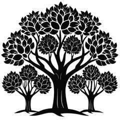 Fototapeta premium Hickory trees icon set on white background