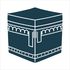 Kaaba Minimalist Line Art Icon, Vector EPS File