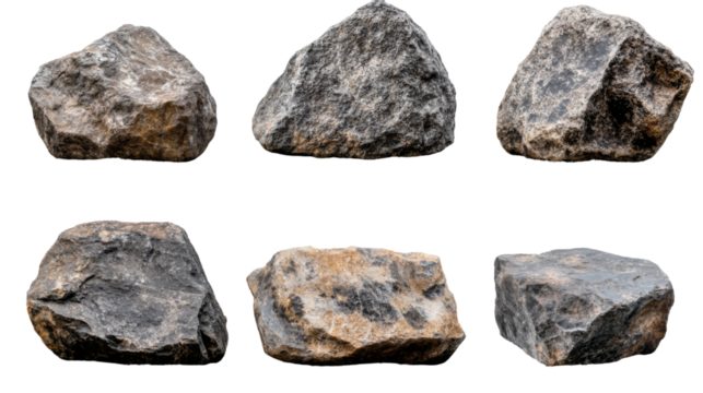 collage of a stone steel on white background