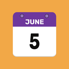5 june calender icon text page monthly web design.