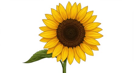 Obraz premium Vibrant sunflower illustration with detailed petals and dark center for summer designs