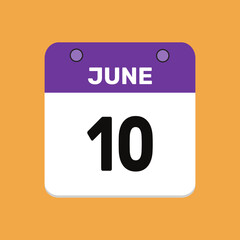 10 june calender icon text page monthly web design.