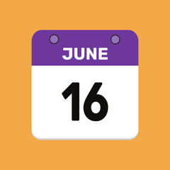 16 june calender icon text page monthly web design.