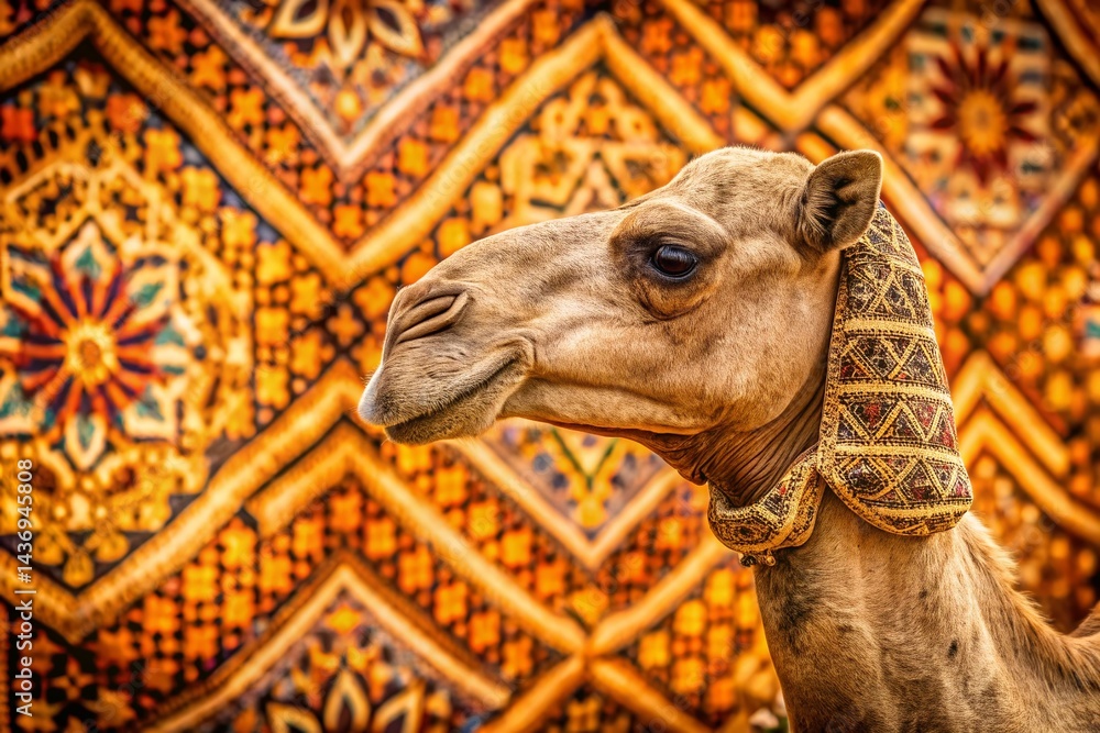 Poster repeating camel pattern texture: desert animal print background for design