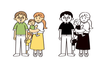 4人家族のイラストセット