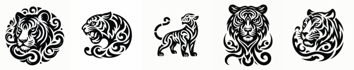 illustration vector graphic of tribal art tiger tattoo