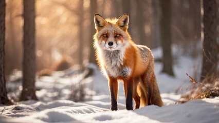 Obraz premium Red Fox Standing in Field – Wildlife Photography Focus