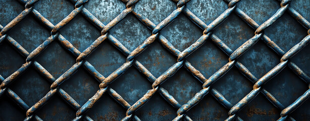 Fototapeta premium Rustic Dark Blue Metal Mesh Texture Background