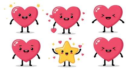 Fototapeta premium Heartfelt Kawaii Crew AI Generated