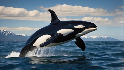 Fototapeta premium Orca Whale Underwater – Powerful Black and White Marine Predator