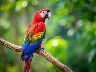 Fototapeta premium Scarlet Macaw Bird Colorful Plumage Rainforest Conservation Central America