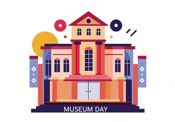 Fototapeta premium Colorful museum illustration Isolated on white background