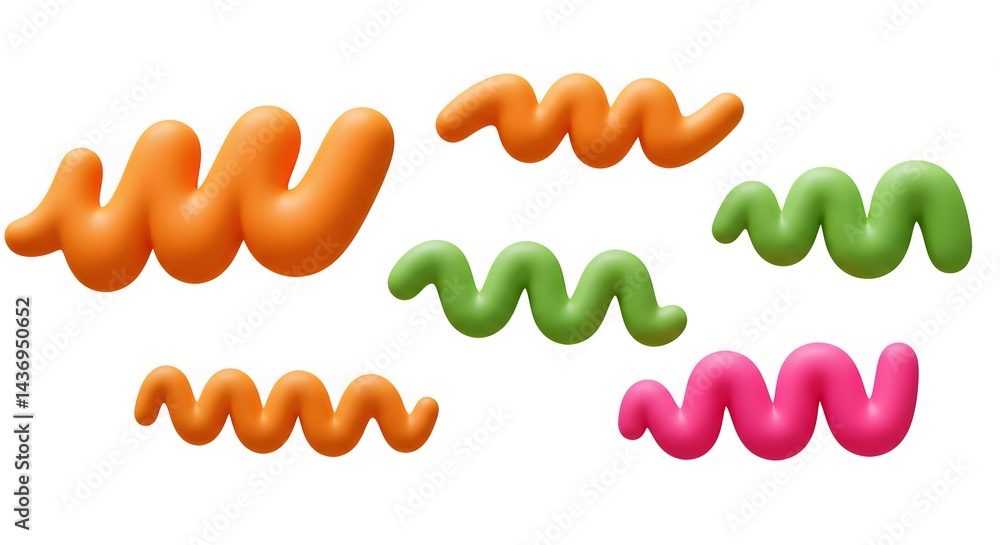Aufkleber a collection of colorful spiral shapes on a white background in a simple and clean presentation styl