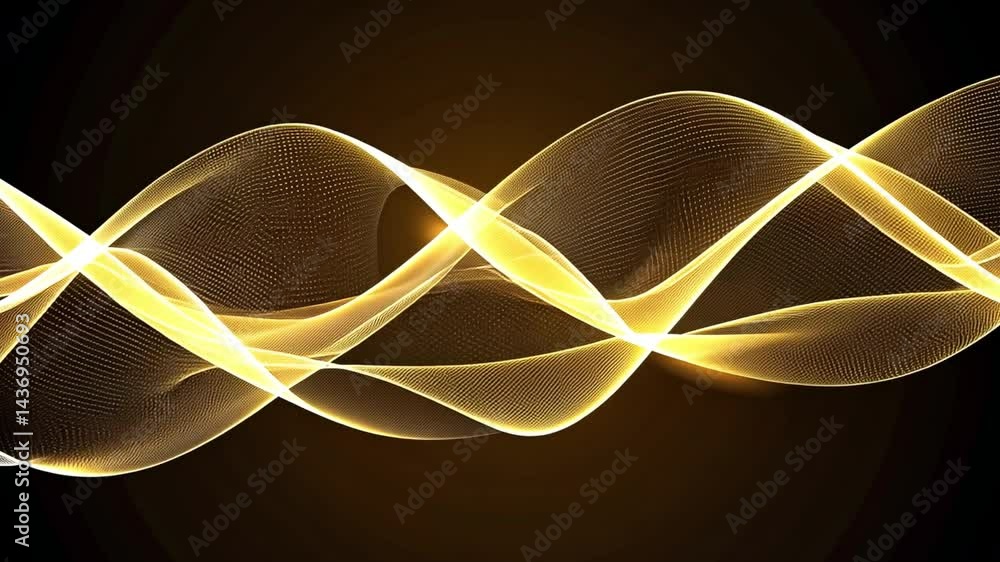 Poster mesmerizing golden wave pattern with smooth curves and intricate details, creating sense of movement