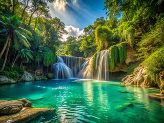 Serene Cambugahay Falls, Siquijor, Philippines: Tranquil Waterfall Landscape Photography