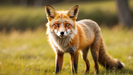 Fototapeta premium Red Fox in Snowy Wilderness: Stunning Wildlife Photography