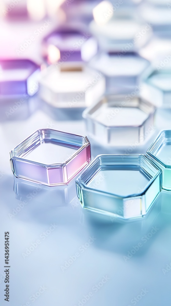 Aufkleber hexagonal array with iridescent hues showcasing geometric composition