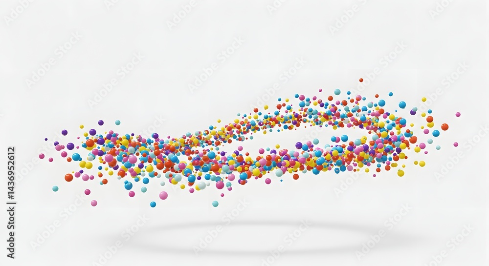 Aufkleber a wave of colorful spheres floating in the air against a white background with a subtle shadow below