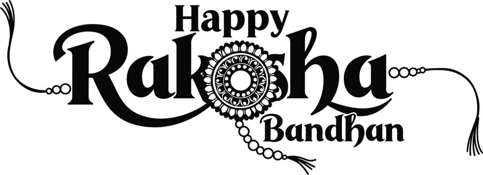 Beautiful Happy Raksha Bandhan stylish Typography Rakhi Design for Print  T-Shirt, Mug, Card with white background .