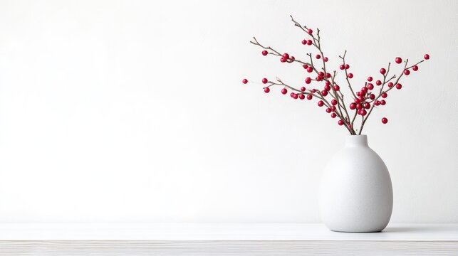 Minimalist centerpiece with red berries