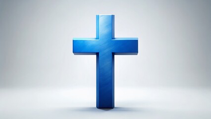 Obraz premium Silhouette Blue Cross Symbol: Faith, Spirituality, Religion Stock Photo