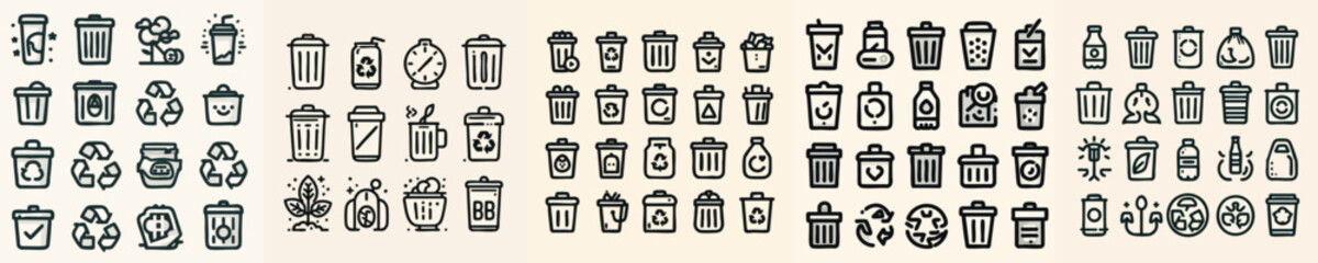 Collection of modern recycle bin vector icons