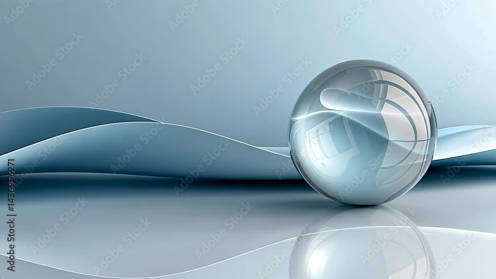 Aufkleber smooth blue sphere reflection tranquil abstract design on serene surface with gentle waves evoking c