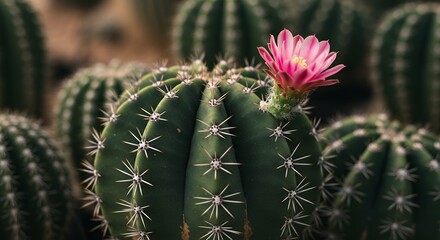 Obraz premium green colored spiny plant close up texture succulent leaf design natural desert style decoration featuring thorny growth tropical garden botanical houseplant fresh floral elements