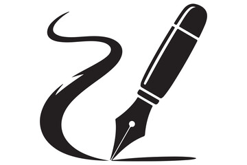 Simple black and white illustration of a fountain pen writing
