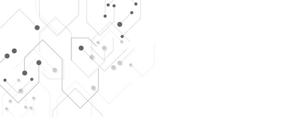 Vector banner design, white background with hexagon pattern. 