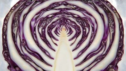 Obraz premium Vibrant Purple Cabbage Cross Section Macro Photography