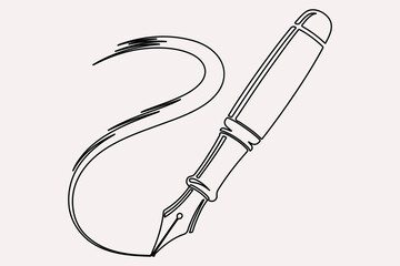 Continuous one line drawing of pen writing symbol outline vector illustration
