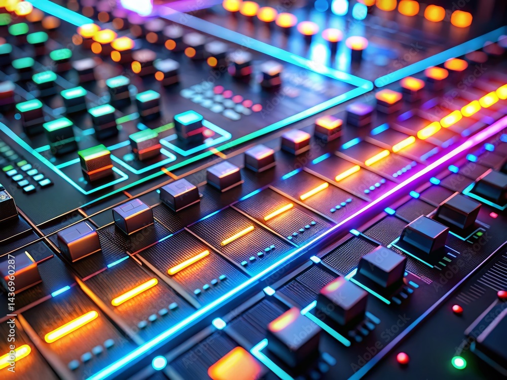 Poster starting sequencer: abstract technology background with copy space