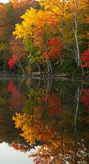 Autumn's Perfect Reflection AI Generated