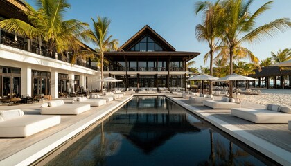 Luxurious beachfront pool