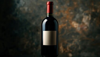 Fototapeta premium Red wine bottle, blank label