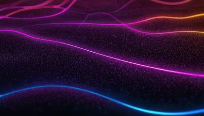 Obraz premium Abstract background with wavy neon lines on a dark textured surface