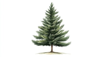 Isolated illustration of a coniferous evergreen tree.