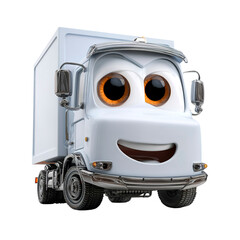 Happy Cartoon Truck Character - 3D Render of a Smiling Delivery Truck