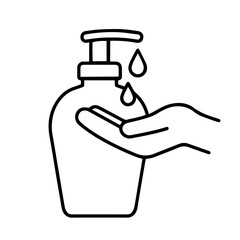 Hand Using Liquid Soap Dispenser, Hygiene and Clean Hands Concept, Bacteria Prevention, Health Care, Personal Sanitation, Infection Control 