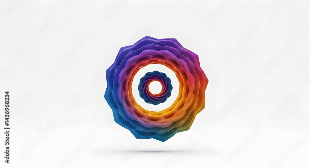 Fototapete a vibrant multicolored concentric ripple design on a white background creating a hypnotic effect
