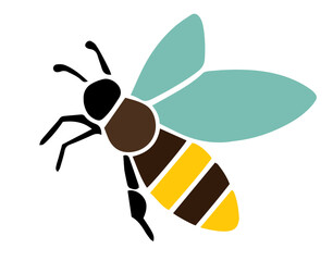 Bee, flying insect, honeybee, pollination and ecology, beekeeping and honey production, nature conservation, ecological agriculture, honey production, environmental awareness graphic
